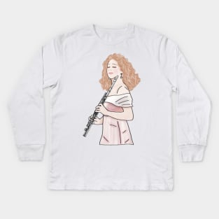 Clarinet Player Kids Long Sleeve T-Shirt